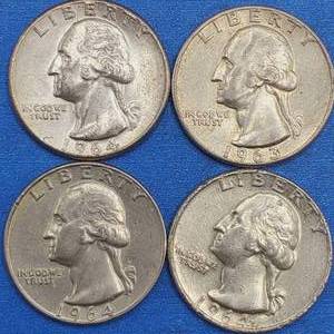 lot 135 image: 4 Washington Quarters--90% Silver