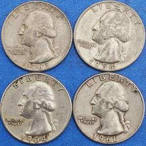 lot 137 image: 4 Washington Quarters--90% Silver
