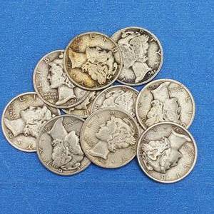 lot 140 image: 10 Mercury Dimes--90% Silver