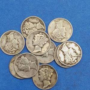 lot 142 image: 10 Mercury Dimes--90% Silver