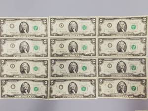lot 147 image: 12 $2 Federal Reserve Notes--Great Gifts