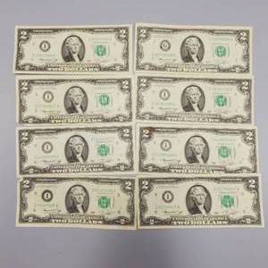 lot 148 image: 8 $2 Federal Reserve Notes--Great Gifts