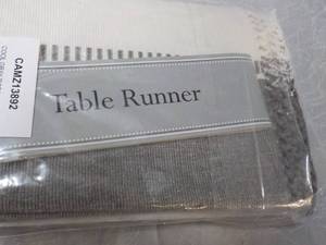 lot 70 image: Gray Dobby Stripe Ribbed Table Runn...