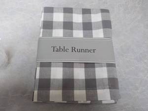 lot 73 image: GreyWhite Checkered Table Runner 1...