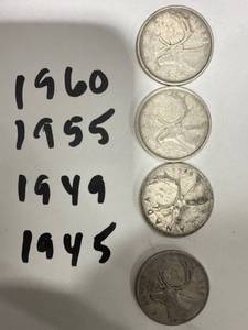 lot 0942 image: Collection of 4 Canadian Quarters