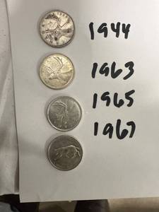 lot 0946 image: Collection of Four Canadian Silver Coins