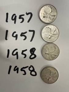 lot 0960 image: Four Canadian 50-Cent Coins