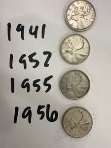 lot 0962 image: Canadian Silver Quarter Lot