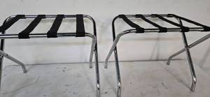 lot 80 image: Four-Strap Foldable Metal Racks (Quantity 2) (Used  From a Shutdown Hotel)