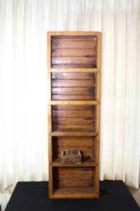 lot 6 image: Tall Wooden Wall Shelf with Small Storage Box