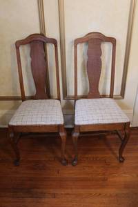 lot 56 image: Pair of Vintage Murphy Dining Chairs with Upholstered Seats