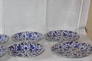 lot 102 image: Blue and White Floral Dinnerware Set with Plates and Cups