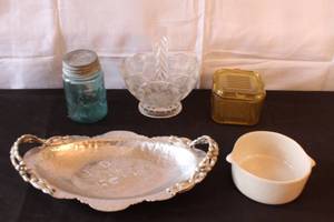lot 203 image: Vintage Kitchenware Collection with Glass, Ceramic, and Metal Pieces