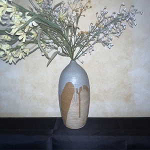 lot 334 image: Signed Studio Pottery Vase with Drip Glaze Design