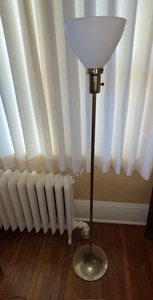 lot 338 image: Brass Floor Lamp with White Glass Shade
