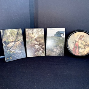 lot 197 image: Set of 6 Vintage Landscape Photos and 2 Religious Themed Wall Plaques