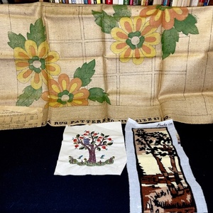 lot 282 image: Lot of 4 Vintage Needlework and Rug Canvas Patterns with Instructions