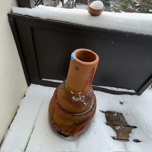 lot 361 image: Outdoor Clay Chiminea with Fern Leaf Motif