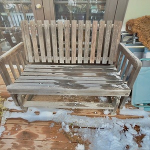 lot 364 image: Outdoor Wooden Patio Glider Bench with Slat Back