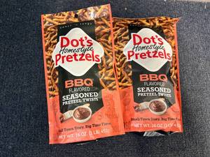 lot 206 image: 2 Bags Of Dots Bbq Pretzels Twists