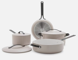 lot 1 image: GreenPan 7PC Aluminum Gray Ceramic Cookware Black Steel