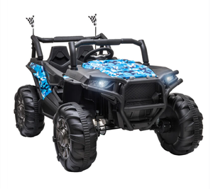 lot 6 image: Aosom 12V Kids Ride On Truck, 10Ah Electric Car Off-Road UTV with Bluetooth, Remote Control, Suspensions, USB, MP3, Lights, 3 Speeds & 4 Motors, Blue