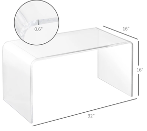 lot 13 image: HOMCOM 0.6 Thick Acrylic Coffee Table, 32 Long Rectangle Waterfall Coffee Table, Clear