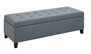 lot 53 image: HOMCOM 51 Ottoman Storage Bench, Linen Fabric Storage Chest with Lift Top, Tufted Ottoman with Storage for Living Room, Entryway, Bedroom, Gray