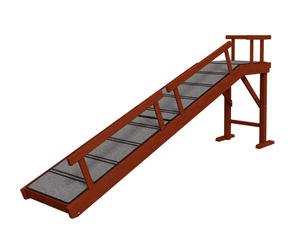 lot 63 image: PawHut Wooden Dog Ramp with Removable Guardrails, Non-Slip Surface, 73 Long, Brown 73.2L x 15.7W x 33.1H (Maybe Missing Hardware)
