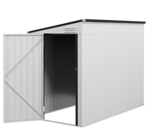lot 68 image: Outsunny 4 x 7.7 Lean to Garden Storage Shed, Outdoor Metal Tool House with Lockable Door Vents for Backyard Patio Lawn, White