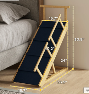 lot 73 image: PawHut Dog Ramp, Adjustable Height Pet Steps, Foldable Dog Stairs with Non-slip Mat for Small to Large Dogs