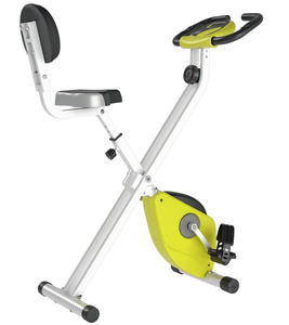 lot 78 image: Soozier Foldable Upright Training Exercise Bike Indoor Stationary X Bike with 8 Levels of Magnetic Resistance for Aerobic Exercise, Yellow