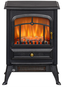 lot 79 image: HOMCOM Fireplace Stove, Electric Fireplace Heater with Realistic LED Flames and Logs, 725W1450W, Black  15 x 10.25 x 20.5