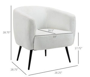 lot 81 image: HOMCOM Accent Chair Modern Barrel Armchair with Metal Legs, Cream