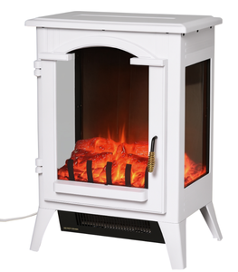 lot 84 image: HOMCOM 23 Electric Fireplace Heater, Fire Place Stove with Realistic LED Flames and Logs and Overheating Protection, 750W1500W, White (Maybe Missing Hardware)
