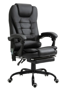lot 218 image: Vinsetto 7-Point Vibrating Massage Office Chair High Back Executive Recliner with Lumbar Support, Footrest, Reclining Back, Adjustable Height, Black (Missing Hardware)