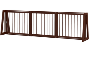 lot 223 image: PawHut 28-75 Freestanding Wooden Pet Gate with Support Feet & Non-Slip Mats for Indoor, Stairway, Doorway, Brown