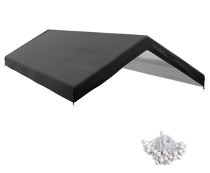 lot 224 image: Outsunny 20 x 10 Carport Replacement Canopy for Model 84C-207WT or 84C-386V00WT with Ball Bungee Cords, Gray (Only Cover)