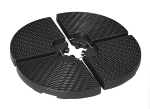 lot 229 image: Outsunny 4-Piece 175lb Cantilever Patio Umbrella Base Weights for Offset Hanging Umbrella, HDPE Water or Sand Filled Umbrella Weights for Cross Base Stand, Black 40 L x 40 W x 3.5 H