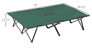 lot 234 image: Outsunny 2 Person Folding Camping Cot for Adults, 50 Extra Wide Outdoor Portable Sleeping Cot with Carry Bag, Elevated Camping Bed, Beach Hiking, Green