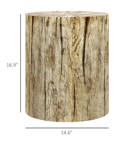 lot 236 image: HOMCOM 17 Tall Tree Stump End Table, Concrete Sofa Side Table for Indoor and Outdoor Use, Garden Stool