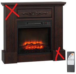 lot 404 image: HOMCOM Electric Fireplace, Freestanding Heater with LED Log Flame, Overheat Protection and Remote Control, 1400W, White Fireplace Insert Dimension 18 W x 5 D x 17.25 (Missing Mantel)