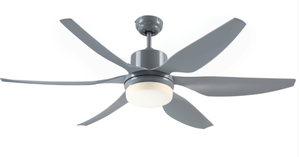 lot 406 image: HOMCOM 52 Reversible Indoor Ceiling Fan with Light, Modern Mount LED Lighting Fan with Remote Control, for Bedroom, and Living Room, Gray