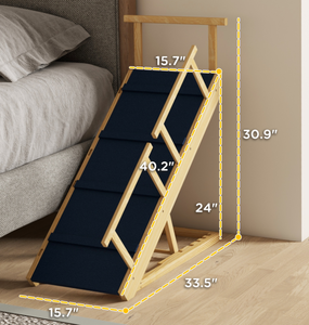 lot 409 image: PawHut Dog Ramp, Adjustable Height Pet Steps, Foldable Dog Stairs with Non-slip Mat for Small to Large Dogs