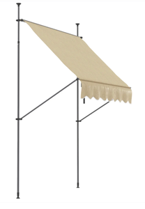 lot 421 image: Outsunny 6.5 x 4 Manual Retractable Awning, Non-Screw Patio Awning, UV Resistant for Window or Door, Beige