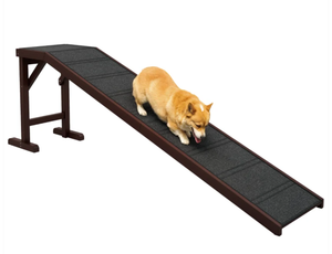 lot 422 image: PawHut Dog Ramp for Bed, Pet Ramp for Dogs with Non-Slip Carpet and Top Platform, 74 x 16 x 25, Brown