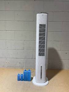 lot 215 image: HOMCOM 42 3-In-1 Evaporative Air Cooler with Water Tank, Ice Cooling Fan with Humidifier, 52° Oscillating Portable Swamp Cooler for Home Office, 3 Modes, 3 Speeds, 12H Timer, Remote, White