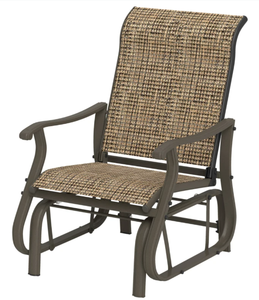 lot 344 image: Outsunny Outdoor Glider Chair Patio Glider Swing Chair with Mesh Seat, Steel Frame for Backyard, Garden, Porch, Light Mixed Brown