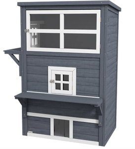 lot 92 image: PawHut Cat House, Outdoor 3-Tier Kitty Shelter, Weather Resistant, w Escape Door