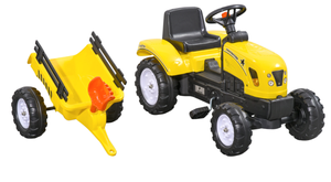 lot 238 image: Aosom Kids Ride on Tractor with Back Trailer, Shovel & Rake, Horn, Pedal Go Kart for 3 Years Old, Yellow